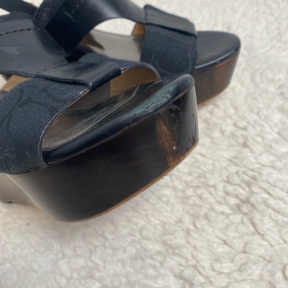 Coach Campbell Wedge Platform Logo Sandal Sz 6 Casual Simmer Classic Comfort - Picture 3 of 15